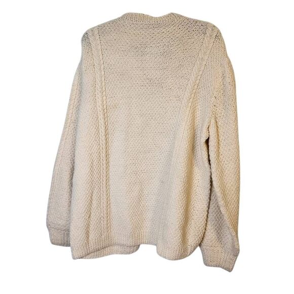 Hand knit cream colored cardigan.  XL.   #913 - Picture 3 of 4